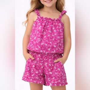btween pink boho girls linen matching 2 piece set size 6 kids spring summer